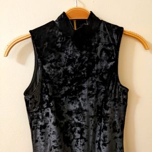 ASOS Miss Selfridge petite crushed black velvet mock neckbodycon mini dress  sz2